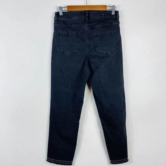 Vince Camuto Size 28 6 Black Studded High Rise Cropped Jeans - Picture 3 of 5